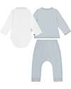 Petit Bateau Newborn Gift Set - Cardigan, Bodysuit and Pants - White and Light Blue - 100% Cotton Sets And Co-Ords