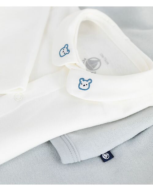 Petit Bateau Newborn Gift Set - Cardigan, Bodysuit and Pants - White and Light Blue - 100% Cotton Sets And Co-Ords