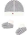 Petit Bateau Newborn Set Hat and Booties - White and Blue Stripes – 100% Cotton Newborn Hats