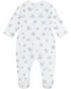 Petit Bateau One-Piece Sleepsuit in Brushed Fleece Fabric - White with Blue Hearts - 100% Cotton Babygrows