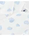 Petit Bateau One-Piece Sleepsuit in Brushed Fleece Fabric - White with Blue Hearts - 100% Cotton Babygrows