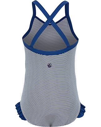 Petit Bateau One Piece Swimsuit - White/Blue - Striped - with Volant Swimsuits