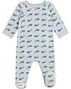 Petit Bateau One-Piece Velvet Sleepsuit with Zip - Whales - 100% Cotton Babygrows
