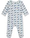 Petit Bateau One-Piece Velvet Sleepsuit with Zip - Whales - 100% Cotton Babygrows