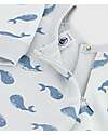 Petit Bateau One-Piece Velvet Sleepsuit with Zip - Whales - 100% Cotton Babygrows