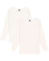 Petit Bateau Pack of 2 Long Sleeved T-Shirt - Off White Hearts - Cotton Long Sleeves Tops