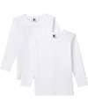 Petit Bateau Pack of 2 - Long Sleeves Shirt - White - 100% Organic Cotton Long Sleeves Tops
