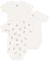 Petit Bateau Pack of 3 Cross-over Short Sleeve Bodysuits - White - Bunnies - Stars - 100% Cotton Short Sleeves Bodies