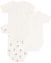 Petit Bateau Pack of 3 Cross-over Short Sleeve Bodysuits - White - Bunnies - Stars - 100% Cotton Short Sleeves Bodies