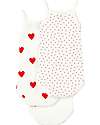 Petit Bateau Pack of 3 Strappy Leotards - White/Hearts - 100% Organic Cotton Short Sleeves Bodies