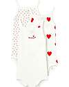 Petit Bateau Pack of 3 Strappy Leotards - White/Hearts - 100% Organic Cotton Short Sleeves Bodies