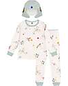 Petit Bateau Pajama Set - Shirt/Pants + Astronaut Helmet - Space - White and Light Blue - 100% Cotton Pyjamas