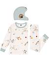 Petit Bateau Pajama Set - Shirt/Pants + Astronaut Helmet - Space - White and Light Blue - 100% Cotton Pyjamas