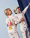 Petit Bateau Pajama Set - Shirt/Pants + Astronaut Helmet - Space - White and Light Blue - 100% Cotton Pyjamas