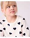 Petit Bateau Pajama Set - Shirt/Pants - Blue Hearts - White - Cotton Terry Pyjamas