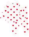 Petit Bateau Pajama Set - Shirt/Pants - Hearts - White and Red - 100% Brushed Cotton Pyjamas