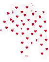 Petit Bateau Pajama Set - Shirt/Pants - Hearts - White and Red - 100% Brushed Cotton Pyjamas