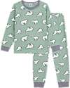 Petit Bateau Pajama Set - Shirt/Pants - Polar Bear - Sage Green - 100% Brushed Cotton Pyjamas