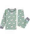 Petit Bateau Pajama Set - Shirt/Pants - Polar Bear - Sage Green - 100% Brushed Cotton Pyjamas