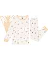 Petit Bateau Pajama Set - Shirt/Pants + Rocket - Space - White and Marshmallow - 100% Cotton Pyjamas
