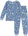 Petit Bateau Pajama Set - Shirt/Pants - Space - Light Blue - 100% Brushed Cotton Pyjamas