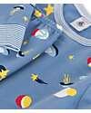 Petit Bateau Pajama Set - Shirt/Pants - Space - Light Blue - 100% Brushed Cotton Pyjamas