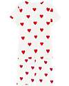 Petit Bateau Pajama Set - Shirt/Short Pants - White - Hearts - Organic Cotton Pyjamas