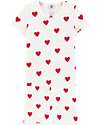 Petit Bateau Pajama Set - Shirt/Short Pants - White - Hearts - Organic Cotton Pyjamas