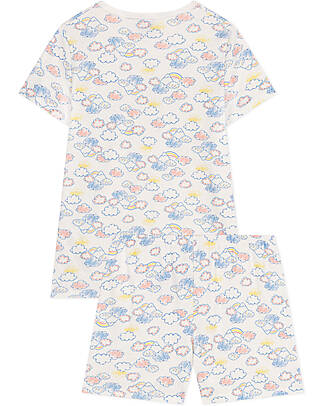 Petit Bateau Pajama Set - Shirt/Short Pants - White - Rainbow- Organic Cotton Pyjamas