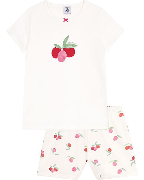 Petit Bateau Pajama Set - Top/Pants - Fruits - White and Red - 100% Cotton Pyjamas