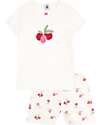 Petit Bateau Pajama Set - Top/Pants - Fruits - White and Red - 100% Cotton Pyjamas