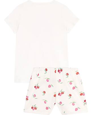Petit Bateau Pajama Set - Top/Pants - Fruits - White and Red - 100% Cotton Pyjamas
