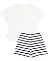 Petit Bateau Pajama Set - Top/Pants - Hearts - White Red and Blue - 100% Cotton Pyjamas