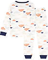 Petit Bateau Pajama Set - Top/Pants - White with Clouds Pattern - 100% Cotton Pyjamas