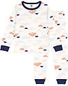 Petit Bateau Pajama Set - Top/Pants - White with Clouds Pattern - 100% Cotton Pyjamas