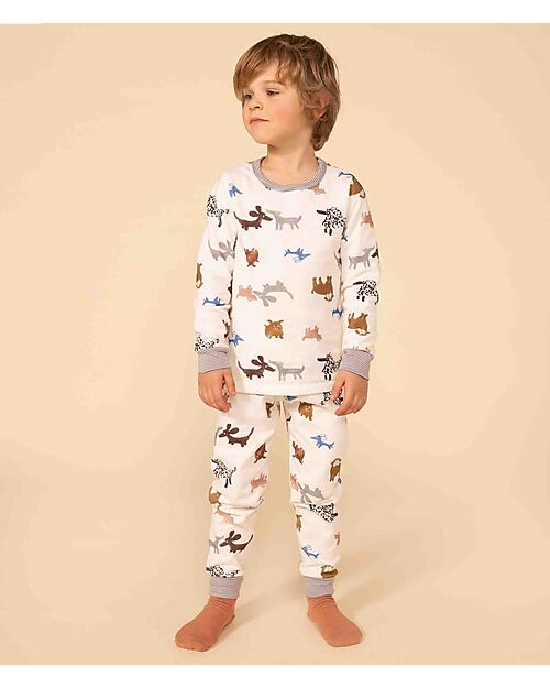 Petit Bateau Pajama Set Top Trousers Animals 100 Organic Cotton Fleece unisex bambini