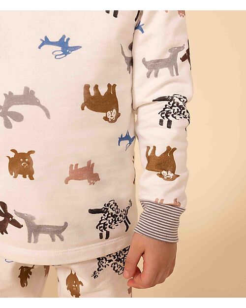 Petit Bateau Pajama Set - Top/Trousers - Animals - 100% Organic Cotton Fleece Pyjamas