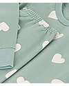 Petit Bateau Pajama Set - Top/Trousers - Hearts - Green - 100% Organic Cotton Fleece Pyjamas