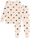 Petit Bateau Pajama Set - Top/Trousers - Multicolor Hearts - Organic Cotton Pyjamas
