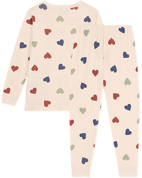 Petit Bateau Pajama Set - Top/Trousers - Multicolor Hearts - Organic Cotton Pyjamas