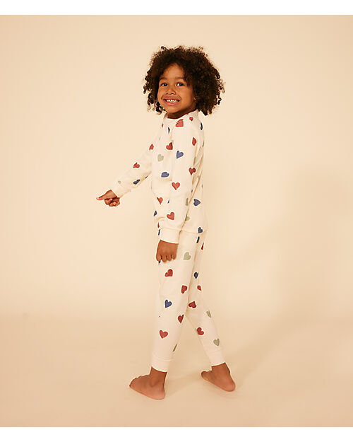 Petit Bateau Pajama Set - Top/Trousers - Multicolor Hearts - Organic Cotton Pyjamas