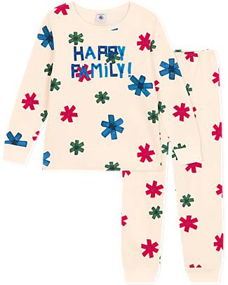 Petit Bateau Pajama Set - Top/Trousers - Stars - White - 100% Organic Cotton Fleece Pyjamas