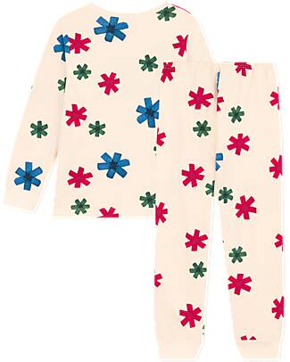 Petit Bateau Pajama Set - Top/Trousers - Stars - White - 100% Organic Cotton Fleece Pyjamas
