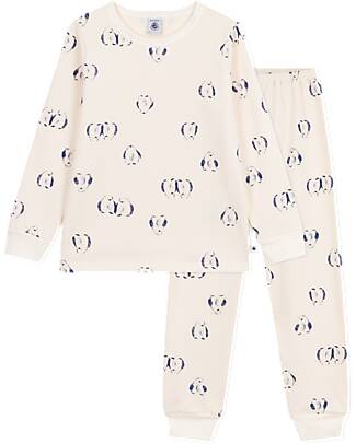 Petit Bateau Pajama Set – Shirt/Pants - Penguins - Milk White - 100% Brushed Cotton Pyjamas