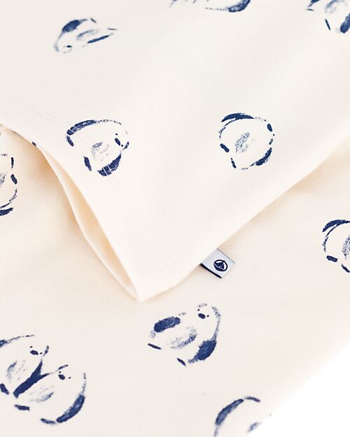 Petit Bateau Pajama Set – Shirt/Pants - Penguins - Milk White - 100% Brushed Cotton Pyjamas
