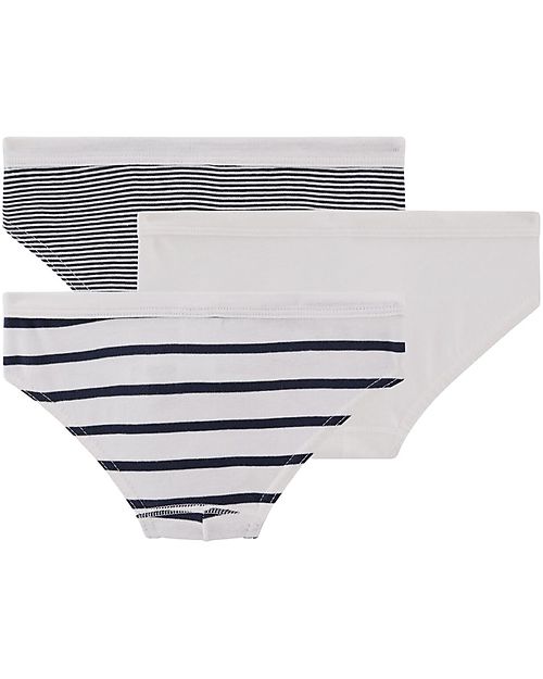 Petit Bateau Panties - 3-Pack - Black and White - 100% Cotton Briefs