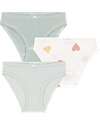 Petit Bateau Panties - 3-Pack - Green/White with Hearts/Green Stripes - 100% Cotton Oeko-Tex Briefs