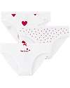 Petit Bateau Panties - 3-Pack - Heart - 100% Cotton Oeko-Tex Briefs