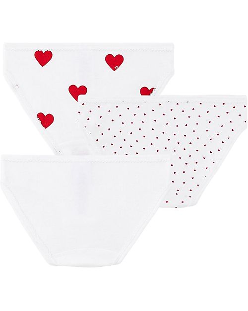 Petit Bateau Panties - 3-Pack - Heart - 100% Cotton Oeko-Tex unisex  (bambini)