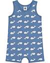 Petit Bateau Playsuit Sleeveless - Blue/Balene - 100% Organic Cotton Short Rompers